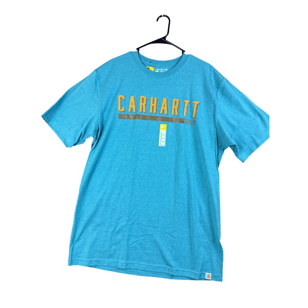 Carhartt Blue Short Sleeve Graphic Logo T Shirt Mens Casual Top